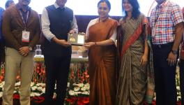 Veena George, the minister for health and family welfare of the government of Kerala received the best-performing state award from Mansukh Mandaviya, the union health minister (Courtesy: https://www.facebook.com/veenageorgeofficial)