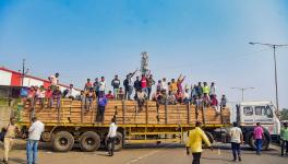 Truck drivers shout slogans during their protest against the new penal provisions in the hit-and-run law, in Nagpur, Tuesday, Jan. 2, 2024.