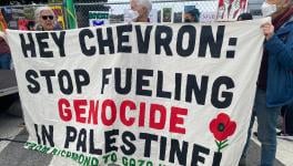 Protest outside Chevron’s Richmond Refinery in California, US (Photo: @AROCBayArea/X)