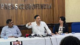 Cuba’s Ambassador to India, Juan Carlos Marsan Aguilera, addressing a press conference at the Press Club of India in New Delhi on Thursday, October 23, 2025. Image credit: Newsclick