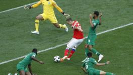 Russia's Denis Cheryshev scores against Saudi Arabia in FIFA World Cup.