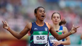 Hima Das of India wins gold medal