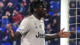 Moise Kean of Juventus celebrates his goal against Cagliari in the Serie A 