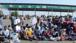 No entry: Students protesting near the border checkpost 