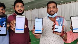 Protesting drivers in Telangana showcase their logged-out app status on Saturday. Courtesy - Special Arrangement