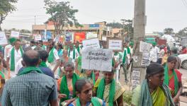 (Farmers and residents from Annur block during the rally to Coimbatore against the land acquisition for the industrial park on December 3.)