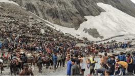 Amarnath: Pilgrims on their way to the holy cave shrine of Amarnath, in Jammu & Kashmir.