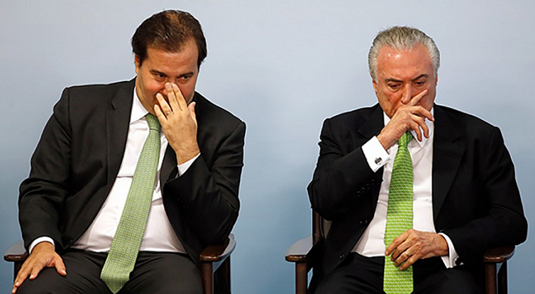 House Speaker Rodrigo Maia of the right-wing Democrats Party and President Michel Temer. Image Courtesy: Folhapress