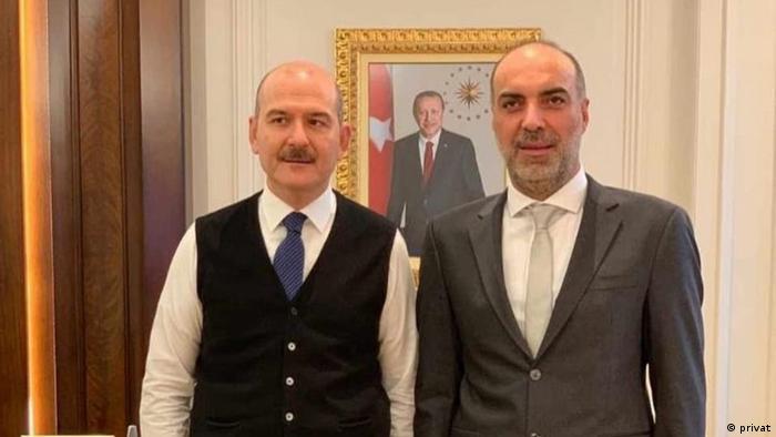 Ozkan (right) was close to prominent Turkish politicians, including the interior minister