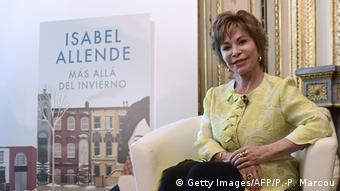 Allende is seen presenting her new book, "In the Midst of Winter," in Spain in June