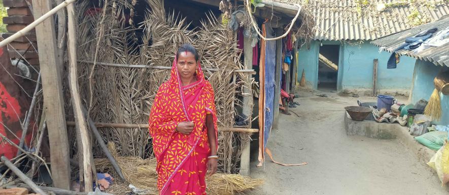 Andharthol gram panchayat member Anima Mal at her house Bhalukgenja village.